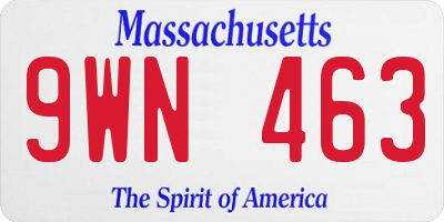 MA license plate 9WN463