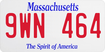 MA license plate 9WN464