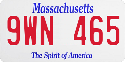 MA license plate 9WN465