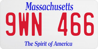 MA license plate 9WN466