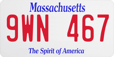 MA license plate 9WN467