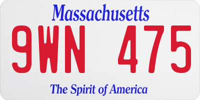 MA license plate 9WN475