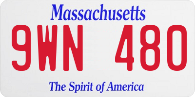 MA license plate 9WN480