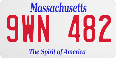 MA license plate 9WN482