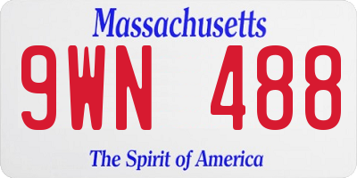 MA license plate 9WN488