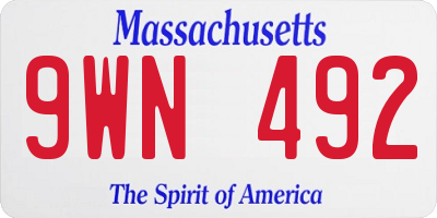 MA license plate 9WN492