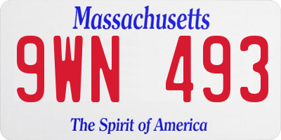 MA license plate 9WN493