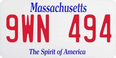 MA license plate 9WN494