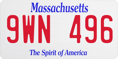 MA license plate 9WN496
