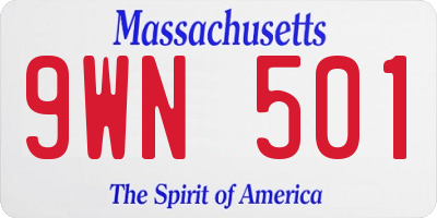 MA license plate 9WN501