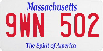 MA license plate 9WN502