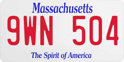 MA license plate 9WN504