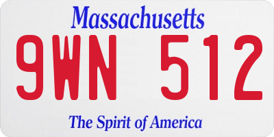 MA license plate 9WN512