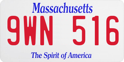 MA license plate 9WN516