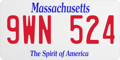 MA license plate 9WN524