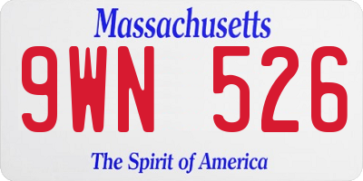 MA license plate 9WN526