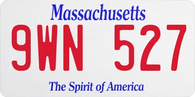 MA license plate 9WN527