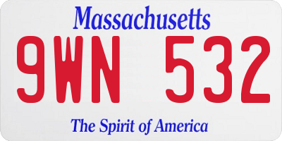 MA license plate 9WN532