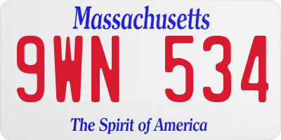 MA license plate 9WN534
