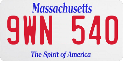MA license plate 9WN540