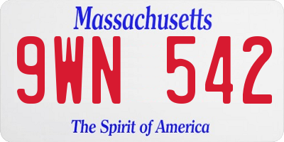 MA license plate 9WN542