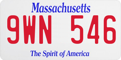 MA license plate 9WN546
