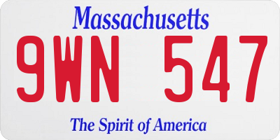 MA license plate 9WN547