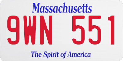 MA license plate 9WN551