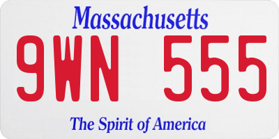 MA license plate 9WN555