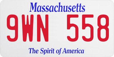MA license plate 9WN558