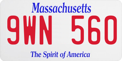 MA license plate 9WN560