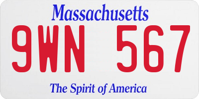 MA license plate 9WN567
