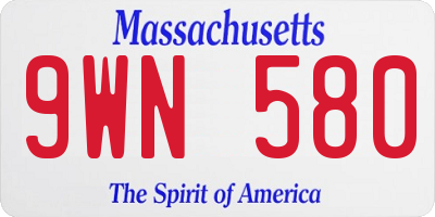 MA license plate 9WN580