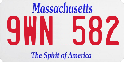 MA license plate 9WN582