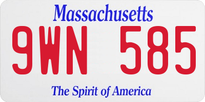 MA license plate 9WN585