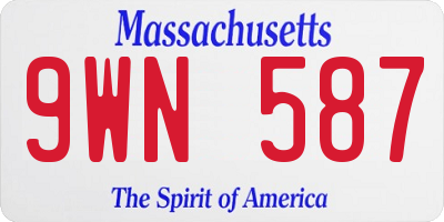 MA license plate 9WN587