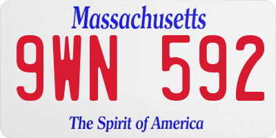 MA license plate 9WN592