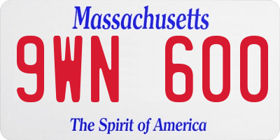 MA license plate 9WN600