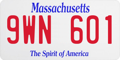 MA license plate 9WN601