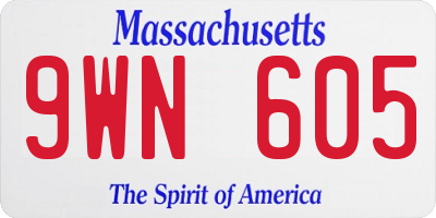 MA license plate 9WN605
