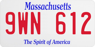 MA license plate 9WN612
