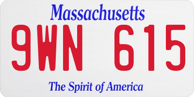 MA license plate 9WN615