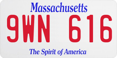 MA license plate 9WN616
