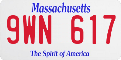 MA license plate 9WN617