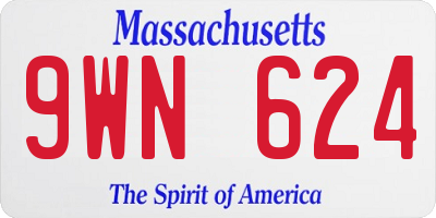 MA license plate 9WN624