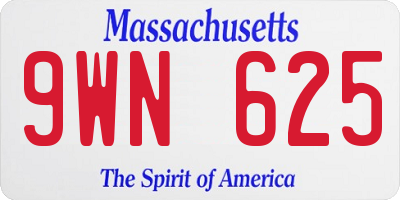 MA license plate 9WN625