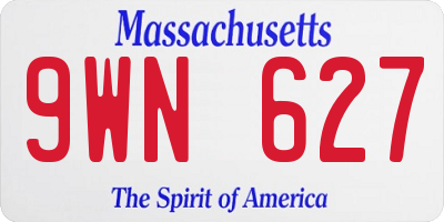 MA license plate 9WN627