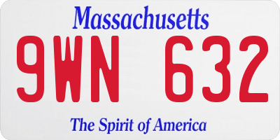 MA license plate 9WN632