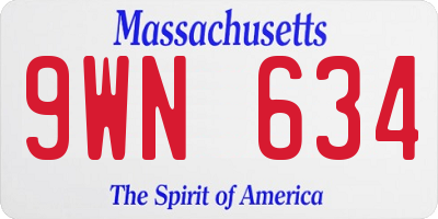 MA license plate 9WN634