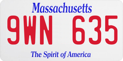 MA license plate 9WN635